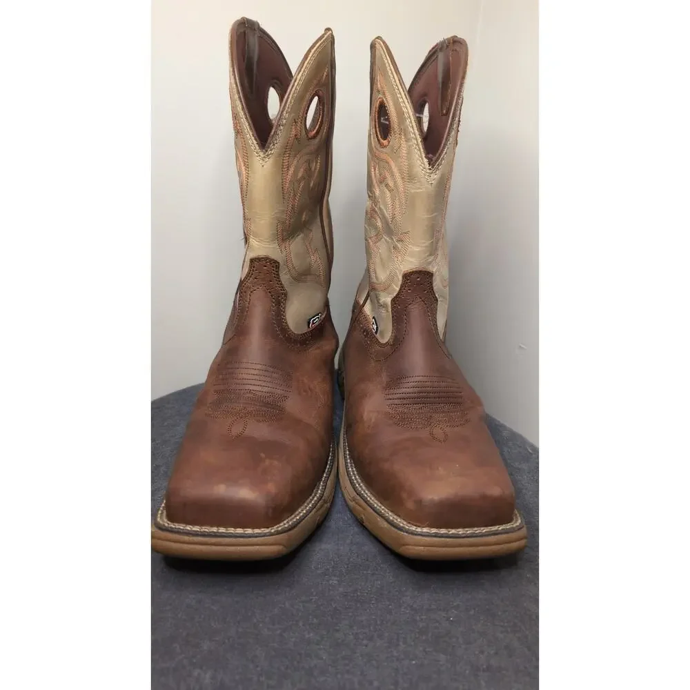 Justin Stampede Driller WK4338 Cowboy Work Boots 10EE Square Toe EH